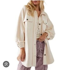 Free People Ruby Shacket Cream Small